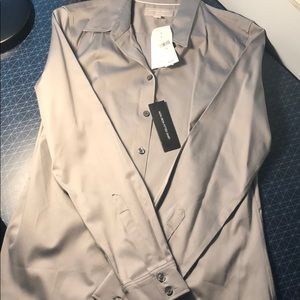 NWT Banana Rep Sz10 Non-Iron Fitted Shirt Gray